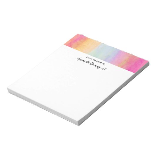 Rosa Gelbe Regenbogen Abstrakte Streifen Notizblock (Rotiert)