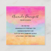 Rosa Gelbe Regenbogen Abstrakte Streifen Quadratische Visitenkarte (Rückseite)