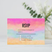 Rosa Gelbe Regenbogen Abstrakte Streifen RSVP Karte (Stehend Vorderseite)