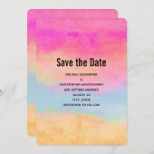Rosa Gelbe Regenbogen Abstrakte Streifen Save The Date (Vorne/Hinten)