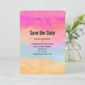 Rosa Gelbe Regenbogen Abstrakte Streifen Save The Date (Stehend Vorderseite)