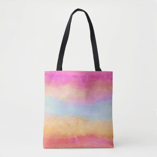Rosa Gelbe Regenbogen Abstrakte Streifen Tasche (Vorderseite)