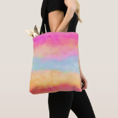Rosa Gelbe Regenbogen Abstrakte Streifen Tasche (Von Nahem)