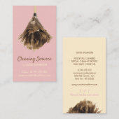 Rosa Gelbe Reinigungsdienst Zimmermädchen Visitenkarte (Vorne/Hinten)