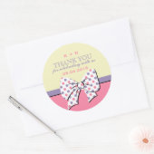 Rosa Gelbe Ribbons und Bögen Polka Dosenkleber Runder Aufkleber (Umschlag)