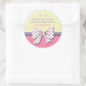 Rosa Gelbe Ribbons und Bögen Polka Dosenkleber Runder Aufkleber (Tasche)