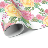 Rosa Gelbe Rose Blume Geschenkpapier (Rolleneckpunkt)