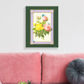 Rosa Gelbe Rose Botanische Kunst gezackte Canvas Leinwanddruck (Insitu (Wohnzimmer))