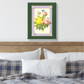 Rosa Gelbe Rose Botanische Kunst gezackte Canvas Leinwanddruck (Insitu (Schlafzimmer))