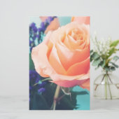 Rosa gelbe Rose mit Minzhintergrund Briefpapier (Stehend Vorderseite)