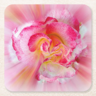 Rosa gelbe Rose Rechteckiger Pappuntersetzer