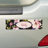 Rosa-gelbe Rosen in Aquarellfarbe auf schwarz, Mon Autoaufkleber (Auf Auto)