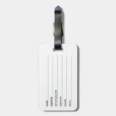 Rosa-gelbe Rosen in Aquarellfarbe auf schwarz, Mon Gepäckanhänger (Rückseite vertikal)