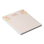 Rosa-gelbe Rosen in Aquarellfarbe auf schwarz, Mon Notizblock (angewinkelt)