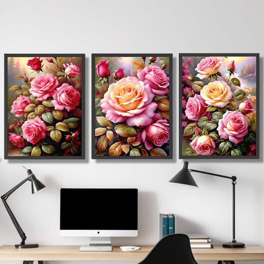 Rosa Gelbe Rosen Landschaft Bilderwand Sets