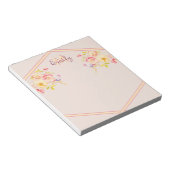 Rosa Gelbe Rosen, Linien, Monogramm Notizblock (angewinkelt)