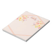 Rosa Gelbe Rosen, Linien, Monogramm Notizblock (Rotiert)