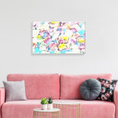 Rosa gelbe Rosen Malerei Stretched Canvas Print Leinwanddruck (Insitu (Wohnzimmer))