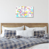 Rosa gelbe Rosen Malerei Stretched Canvas Print Leinwanddruck (Insitu (Schlafzimmer))