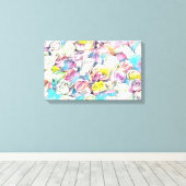 Rosa gelbe Rosen Malerei Stretched Canvas Print Leinwanddruck (Insitu (Holzboden))