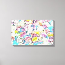 Rosa gelbe Rosen Malerei Stretched Canvas Print