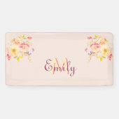 Rosa Gelbe Rosen, Monogramm Banner (Horizontal)