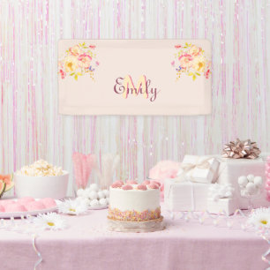 Rosa Gelbe Rosen, Monogramm Banner