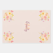 Rosa Gelbe Rosen, Monogramm Geschenkpapier Set (Vorderseite 2)