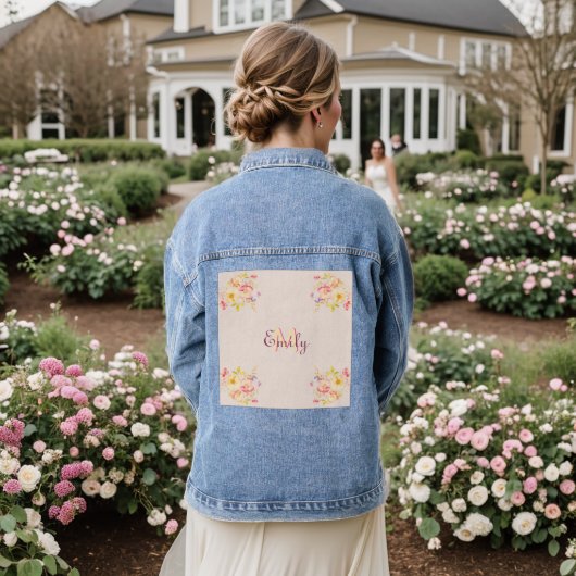 Rosa Gelbe Rosen, Monogramm Jeansjacke (Hochzeit Rückseite)