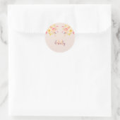 Rosa Gelbe Rosen, Monogramm Runder Aufkleber (Tasche)
