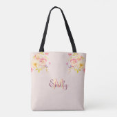 Rosa Gelbe Rosen, Monogramm Tasche (Rückseite)