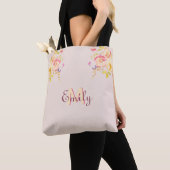 Rosa Gelbe Rosen, Monogramm Tasche (Von Nahem)