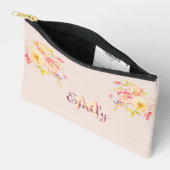 Rosa Gelbe Rosen, Monogramm Zubehörtasche (Offen)