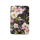 Rosa gelbe Rosen, schwarzer Hintergrund Badematte (Vorderseite Vertikal)