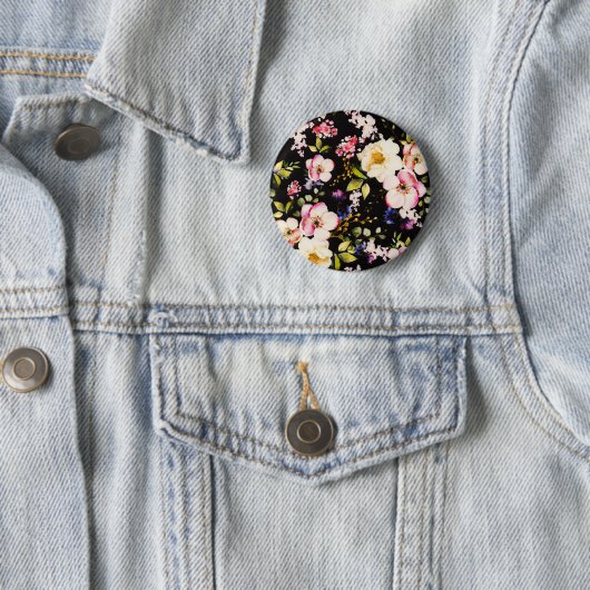 Rosa gelbe Rosen, schwarzer Hintergrund Button (Beispiel)