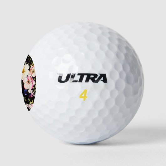 Rosa gelbe Rosen, schwarzer Hintergrund Golfball (Logo)