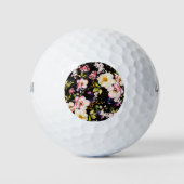 Rosa gelbe Rosen, schwarzer Hintergrund Golfball (Vorderseite)