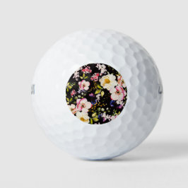 Rosa gelbe Rosen, schwarzer Hintergrund Golfball