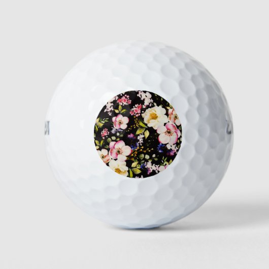 Rosa gelbe Rosen, schwarzer Hintergrund Golfball (Vorderseite)