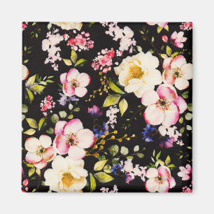 Rosa gelbe Rosen, schwarzer Hintergrund Magnet