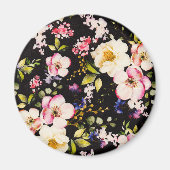 Rosa gelbe Rosen, schwarzer Hintergrund Magnet (Vorne)