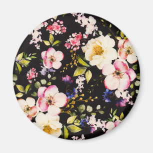 Rosa gelbe Rosen, schwarzer Hintergrund Magnet