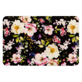 Rosa gelbe Rosen, schwarzer Hintergrund Magnet (Horizontal)