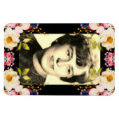 Rosa gelbe Rosen, schwarzer Hintergrund Magnet (Horizontal)