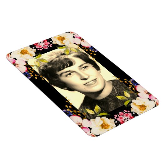 Rosa gelbe Rosen, schwarzer Hintergrund Magnet (Rechte Seite)