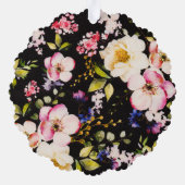 Rosa gelbe Rosen, schwarzer Hintergrund Ornament Karte (Rückseite)