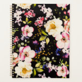 Rosa gelbe Rosen, schwarzer Hintergrund Planer (Vorderseite)