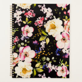 Rosa gelbe Rosen, schwarzer Hintergrund Planer