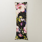 Rosa gelbe Rosen, schwarzer Hintergrund Seitenschläferkissen (Vorderseite Vertikal)