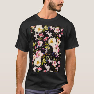 Rosa gelbe Rosen, schwarzer Hintergrund T-Shirt